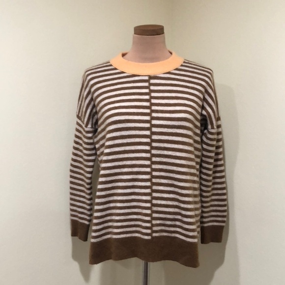 Madewell Stripe Play Smithe Pullover Sweater Size Small Cream Tan - Picture 2 of 11